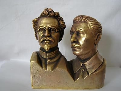 Soviet Russian Communist LIEDERs Trotsky & Stalin Bust Statue H=13cm