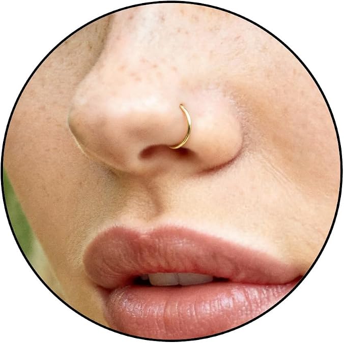 Tiny Nose Ring Hoop 24 G Nose Piercings Hoop - 14K Gold Filled Nose Piercings hoop