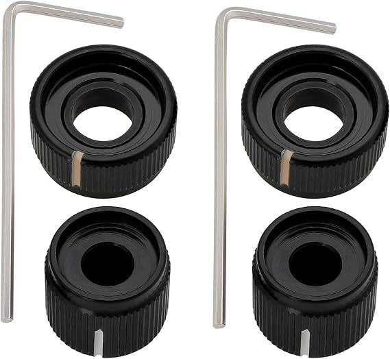 OTOTEC 2pcs Guitar Aluminum Dual Concentric Control Knobs Dome Volume Tone Stacked Knob Replacement for Electric Guitar or Bass, Black