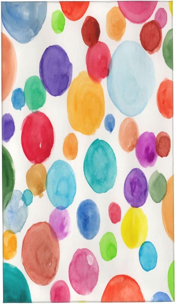 Long Hand Towels Watercolor Polka Dot Circles Rainbow Colorful Ultra Soft Towel Absorbent Luxury Towels for Bathroom Hotel Gym and Spa 27.5x15.7in