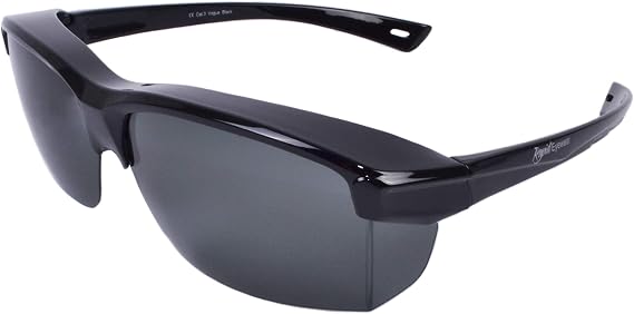 Polarised Over Glasses Sunglasses That Fit - Go Over Specs up to 140mm Wide for Driving, Fishing & Cycling Sports. Mens & Womens. Black