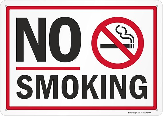 SmartSign No Smoking Sign with Symbol, 10 x 14 inch Screen Printed, 40 mil Laminated Rustproof Aluminum Metal for Indoor, Outdoor, Made in USA
