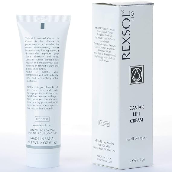 REXSOL Caviar Lift Cream | Contains Prunus Amygdalus Dulcis Oil, Glycerin, Beeswax & Caviar Extract | Improves your skins elasticity and tone| Utmost hydration and firming action(54 gr/2 fl oz)