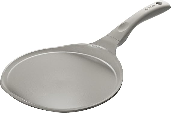 Redchef Crepe Pan Nonstick, 12 Inch Ceramic Comal Pan, Tortilla Pan Flat Skillet, Professional Pancake Pan Griddle Dosa Tawa, Induction Compatible, Stay-Cool Handle, PFAS/PFOA/PTFE Free (Gray)