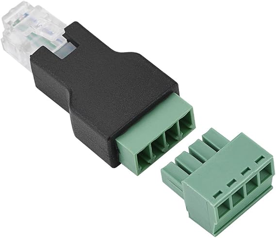 FOSA Ethernet RJ11 6P4C to Screw Terminal 4 Pin Splitter Terminal Plug CCTV Adapter Connector