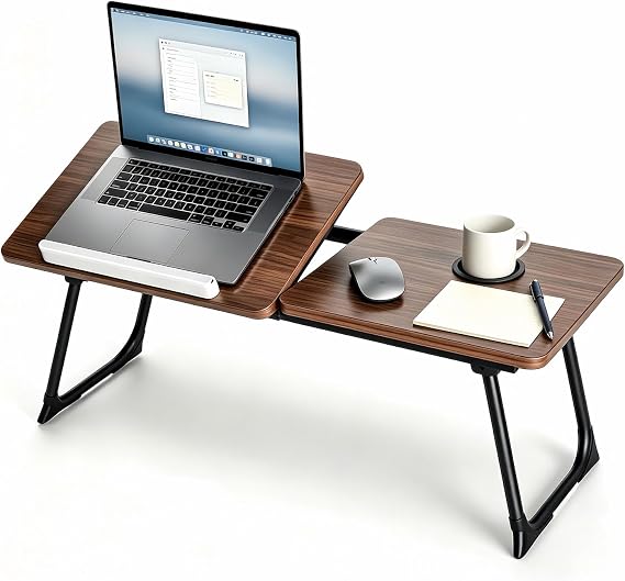 28.7" Extra Wide Lap Desk & Bed Desk - Foldable Laptop Bed Tray Table for Adults, Large Bed Trays for Eating and Laptops, Portable Floor Desk with Cup & Phone Holder for Couch, Working, Craftin