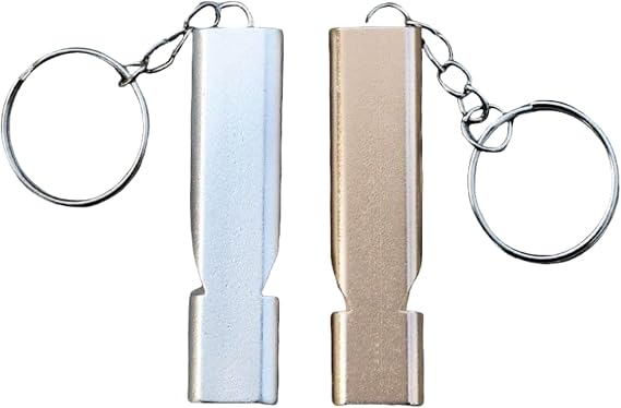 2 Pcs Double Tubes Emergency Whistles Lifeguard Safety Whistle with Keychain for Outdoor Camping Hiking Boating Fishing Kayak Kids Rescue Signaling Loud Survival Whistle