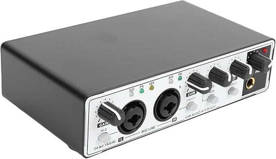 Type C Sound Interface, 24 Bit 192kHz USB Interface with XLR Input 48V Phantasm Power, for Recording Streaming Podcasting (Black and White)