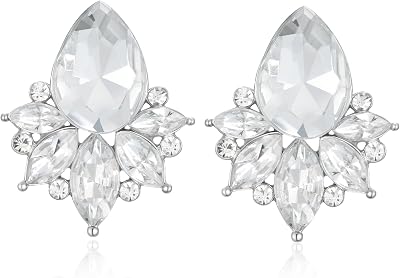 SWEETV Sparkly Cluster Rhinestone Earrings for Women, Fancy Crystal Wedding Bridal Stud Earrings for Brides,Bridesmaid, Prom Formal Vintage Party Jewelry Gifts