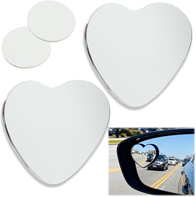 2 Pcs Heart Blind Spot Mirror, Car Adjustable Wide Angle Convex Rearview Mirror with Heart Shaped Design, Universal Stick-On Car Accessories Suitable for SUVs and Trucks