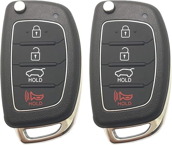 Horande Folding Replacement Key Fob Cover Case fit for Hyundai 2015-2017 Sonata 2013-2015 Santa Fe Tucson Keyless Entry Key Fob Shell (Pack 2)
