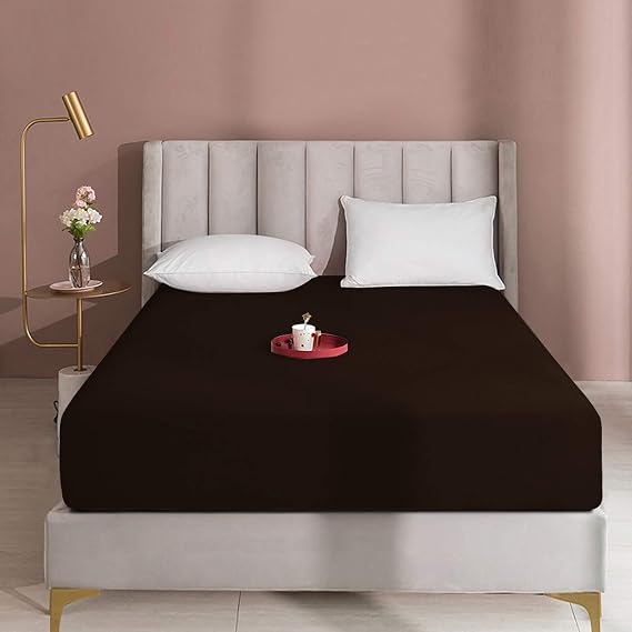 BEDSUM Queen Fitted Sheet Only - 15 Inch Deep Pocket, Microfiber, Chocolate