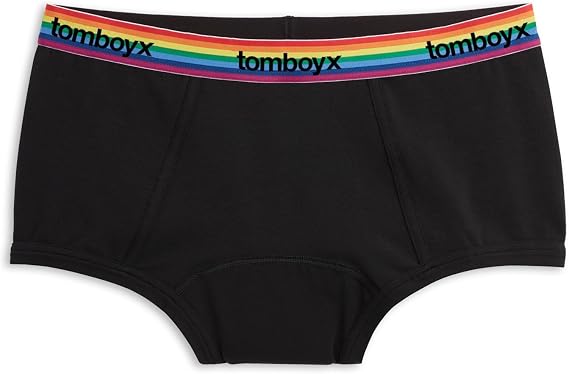 TomboyX Cotton Boy Shorts Underwear, Leakproof Low Rise Underwear for Women and Teens, Reusable, Soft, Comfortable