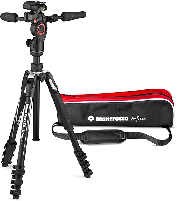 Manfrotto Befree 3-Way Live Advanced Tripod Kit, Tripod and Fluid Head in Aluminum for Cameras and Camcorders up to 6 kg, Ultra-Compact, Photography Accessories for Content Creation, Photo and Video | 3-Way Fluid Video and Photo Head, Payload Up to 6 Kg. ) Includes 200pl-Pro Sliding Plate, Max Working Height ~151 Cm