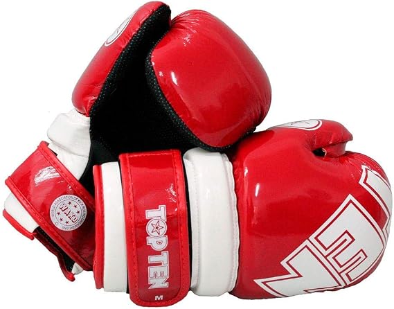 Topten Wako Competition Approved Glossy Red Point Sparring Gloves (Medium)