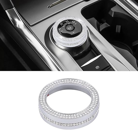 PIFOOG Bling Explorer Accessories for Ford 2023 2022 2021 2020 Gear Shift Knob Cover Decal Crystal PRND Switch Knobs Sticker Car Interior Decoration Trim Silver 1PC