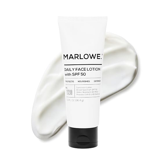 MARLOWE. Face Moisturizer with SPF 50, Daily Sunscreen Lotion, 3.4 oz | Lightweight, non-greasy Face Lotion with SPF 50 that blends into skin and facial hair with a barely-there finish