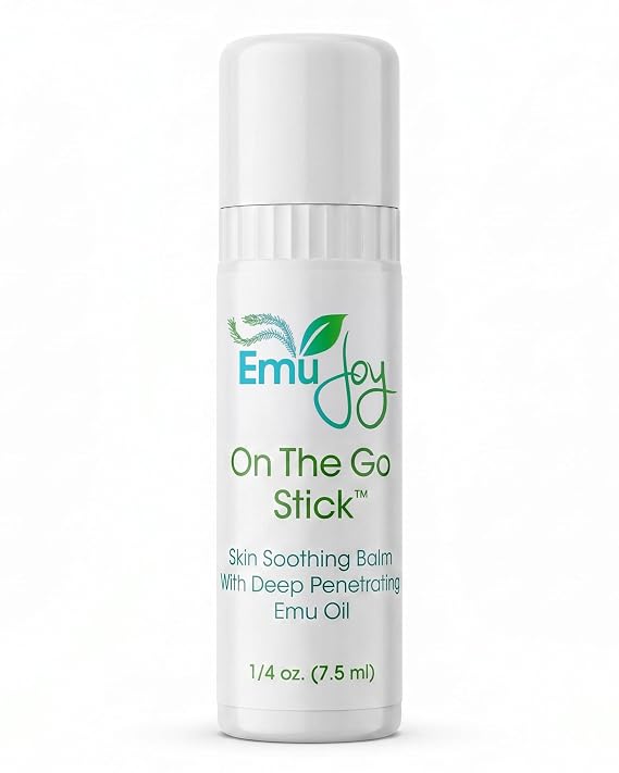 Emu Joy On The Go Skin Balm Stick - Portable Natural Balm - 0.25oz (1 Pack) | Natural Twist-Up Balm With Emu Oil, Calendula & Chamomile for Dry Sensitive Skin, Pocket Size Design For Easy Daily Use