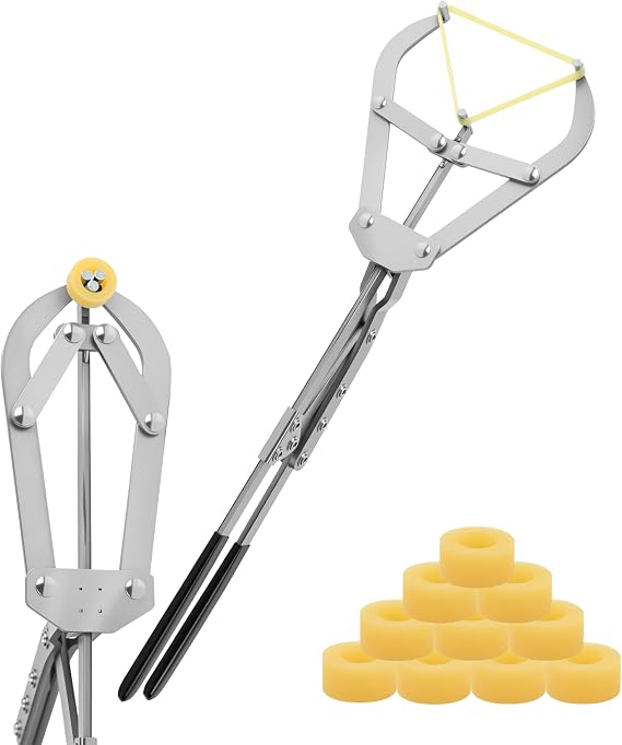 Extra Large Stainless Steel Banding Tool Bander Livestock Management Dehorner with 10 Elastrator Bands Dehorning and Tail Docking Fits Bull,Calves, Goats, Sheep, Easy Application