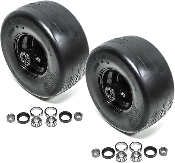 2-Pack Front Solid Caster Wheel Assembly 13X6.5-6 Flat Free Tubeless Smooth Tread | Replaces 633971 644251 103-0065 103-0069 103-5188 109-9127 482504