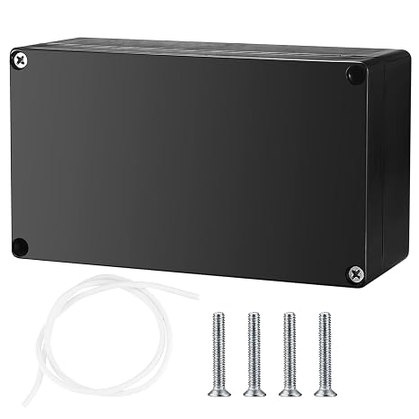 Electronic Connection Box, Waterproof IP65 Junction Box, Surface-Mounted Distribution Box, Mounting Case, Electronic Project Enclosure, Plastic Housing (black earless, 158x90x60mm)