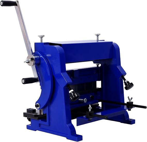 Sheet Metal Brake, 3-In-1 12-inch Combination Shear Brake Roll Machine, 20-Gauge Capacity Shear Press Brake with 90 Max Bending Angle, Shears and Slip Roll Machine for Shear Bending Rolling - Blue