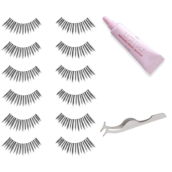 GladGirl False Lashes - Au Naturel 6 Pairs BULK Lashes + Glue + Applicator