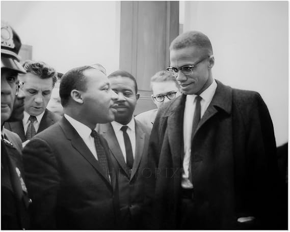 HISTORIX Vintage 1964 Martin Luther King & Malcolm X Photo Print - Vintage Photo of Malcolm X & Martin Luther King Jr Poster Wall Art Print (8x10 Inch)
