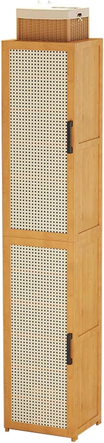 Freestanding Shoe Cabinet, Bamboo Vertical Shoe Rack Storage Organizer with Door for Entryway Hallway Closet Bedroom