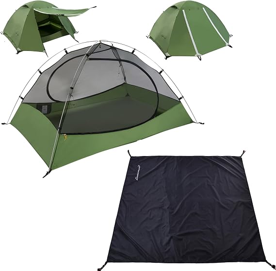 Clostnature Lightweight Backpacking Tents - 7'3'' x 6'3''x 3'11'' Camping Tent with Matching Waterproof Tent Footprint, 3 Person Waterproof Tent with Camping Tarp for Outdoor, Hiking