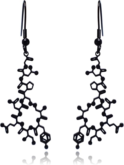 Oxytocin Molecule Stainless Steel Dangle Earrings