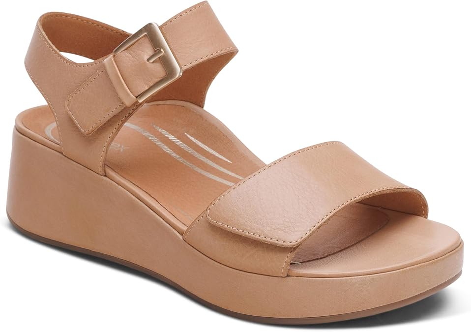 Aetrex Ariel Women's Orthopedic Platform Wedge Sandals, Arch Support Wedges | Walking Sandals