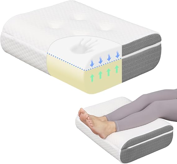 baibu Dual-Layer Leg Elevation Pillow for Legs and Knee Support, Feet Elevation Pillow for Sleeping, Blood Circulation & Swelling Relief, White