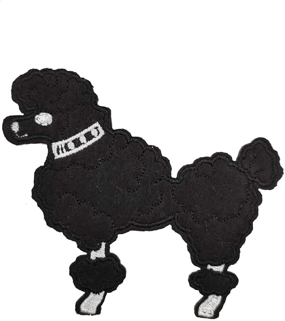 Cute-Patch 1950s Women Halloween Costume Small Black Poodle Embroidered Iron on Patch