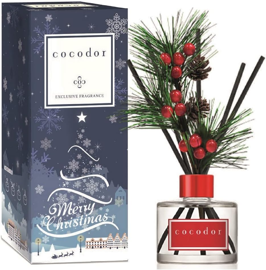 Cocodor 120ml/3.4oz Christmas Star Flower Room Fragrance Diffuser Vegetable Oil Based Alcohol/Pine &amp; Cedarwood Free
