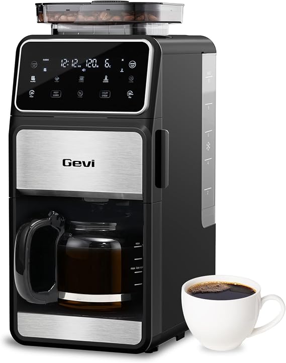 Gevi 10-Cup Grind & Brew Drip Coffee Maker with Built-In Burr Grinder
