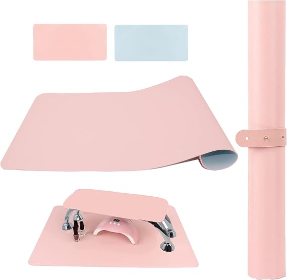 (MAT ONLY) White Nail Arm Rest Mat, AMOYUN Double-sided Nail Art Table Pad for Manicure Pillow Nail Cushion Soft Microfiber Leather Nail Mat Nail Desk Pad Nail Technician Accessories for Nail Salon