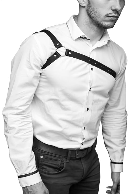Punk Harajuku Men's Black Leather Body Chain Chest Harness Cage Belt Adjustable Buckle Straps ClubWear Costume