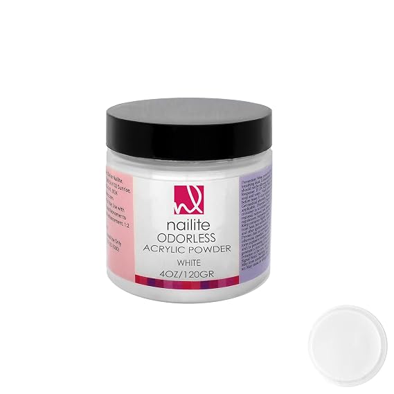 Odorless Professional Acrylic Powder for Nail Extension System, Resistant, Long-Lasting, EMA Formula and Non-Yellowing Effect White (4 Oz.)