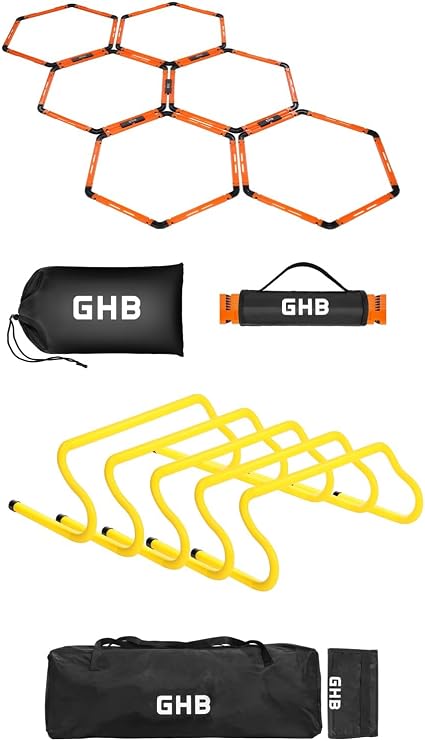 GHB Hex Agility Rings 1 Pack and 5 Pack 8" Agility Hurdles 1 Pack