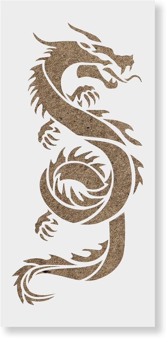 Chinese Dragon Stencil - Dragon Stencil Art, Stencil Dragon, Chinese New Year, Craft Dragon Stencil, Dragon Stencil