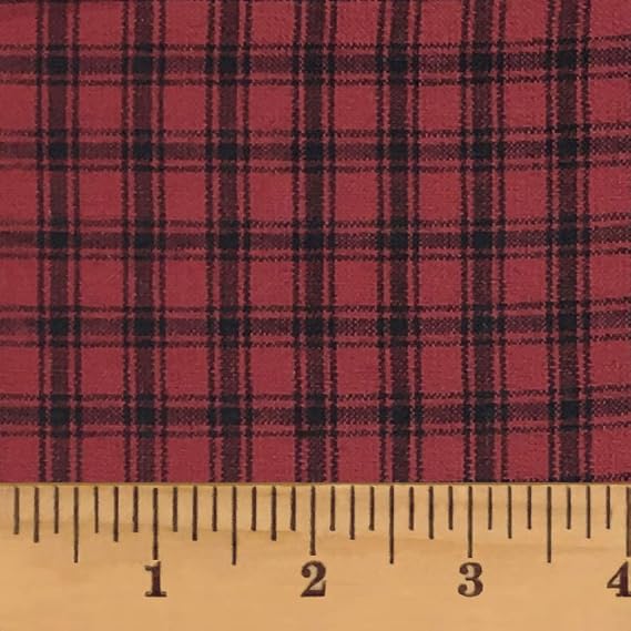 Lodge 1 Red Cotton Homespun Plaid Fabric by JCS - Sold by The Yard