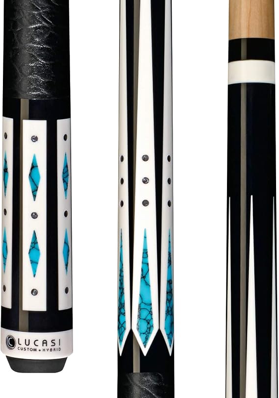 LUCASI Custom + Hybrid LHC98 Pool Cue Stick - Spliced Low Deflection Shaft, Kamui PRO Tip, Uni-Loc Joint + Soft Case