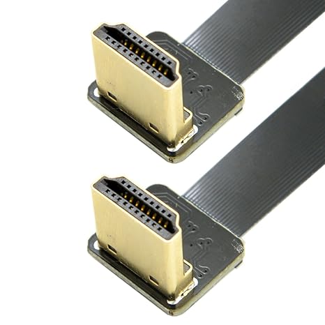 chenyang CYFPV HDMI Male to Male FPC Flat Extension Cable for Camera HDTV Multicopter Aerial Photography 90 Degree Down Angled 0.2M