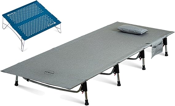 iClimb 1 Solo Mini Folding Table and 1 Super Easy Assemble Cot, Ultralight Compact for Adults Outdoor Camping Backpacking Hiking