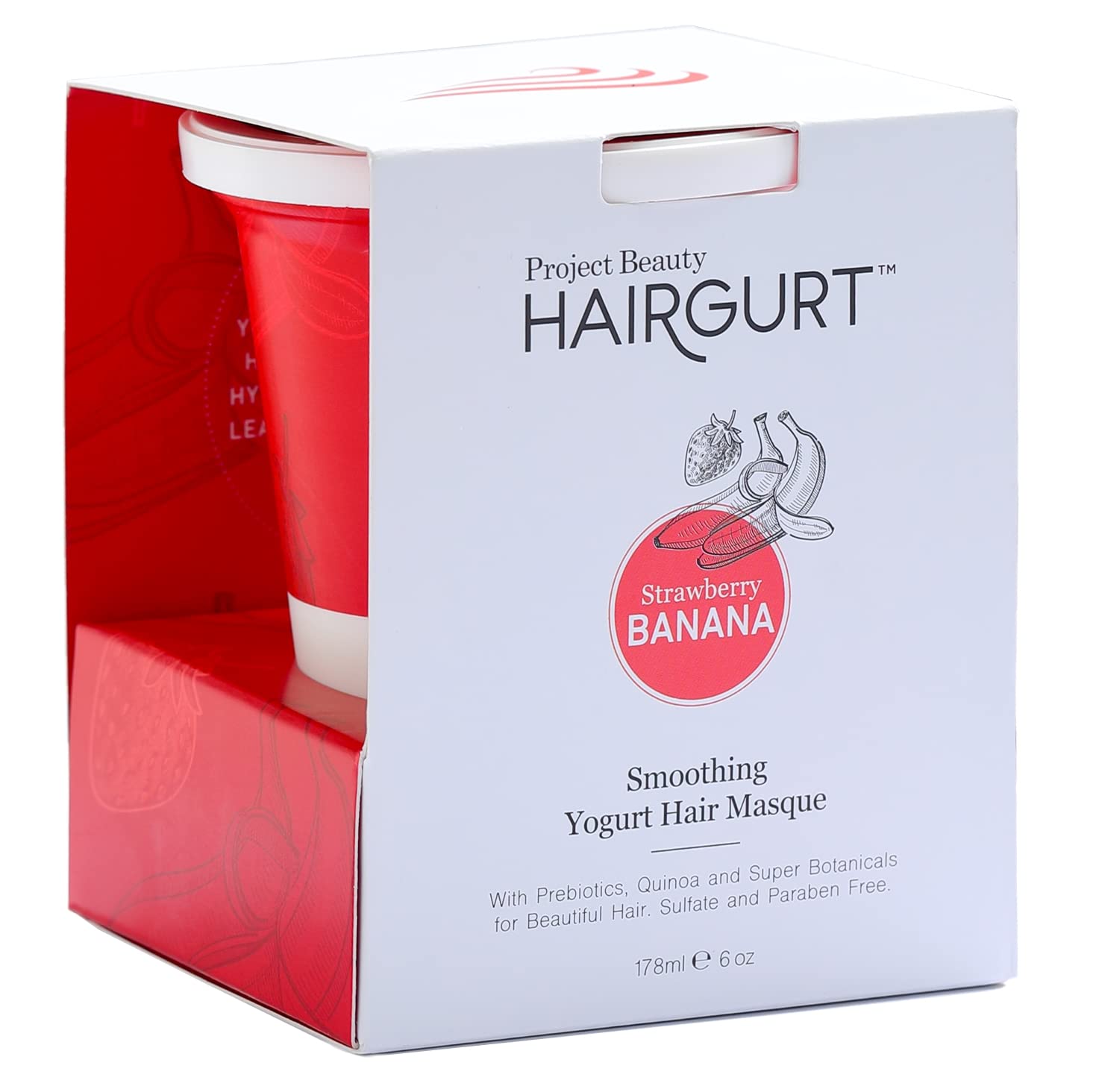 Strawberry Banana Smoothing Hair Mask for Color-Treated and Extremely Dry Damaged Hair - Professional Deep Conditioning Treatment - Intense Hydration - Frizz Control - Sulfate-Free - 6 oz