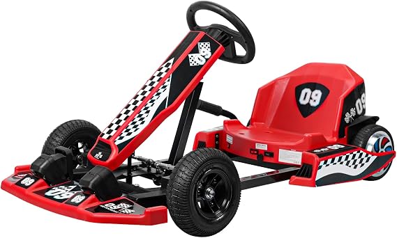 Electric Go Kart, 36V Ride on Go/Drift Kart, Go Karts for Kids Ages 10-14, Up to 16 MPH, Drift Kart with 350W Motor, Length Adjustment Go Karts for Adults, Riders up to 187 lbs Red