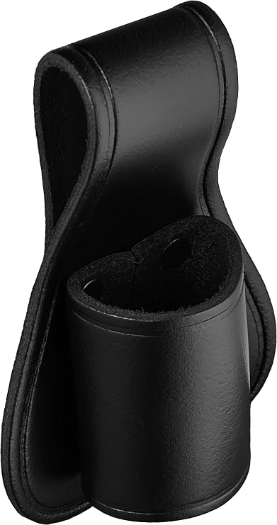 C Cell Flashlight Holder, Black Leather Open Top and Open Bottom Holster | Fits with 1.25 Inch Barrel Diameter, Fits Duty Belt up to 2.25 Inch (Loop Style Slide), Made in USA. Tactical Pouches
