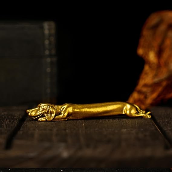 CHOVY Solid Brass Dachshund Statue | Handmade Retro Wiener Dog Sculpture, 100% Pure Cast Metal Collectible Figurine for Desk Decor, Unique Gift for Dog Lovers