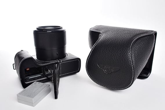 Handmade Genuine Real Leather Full Camera Case Bag Cover for Canon G3X G3 X 24-600mm Lens Bottom Opening Black Color